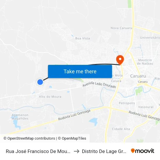 Rua José Francisco De Moura, 99 to Distrito De Lage Grande map