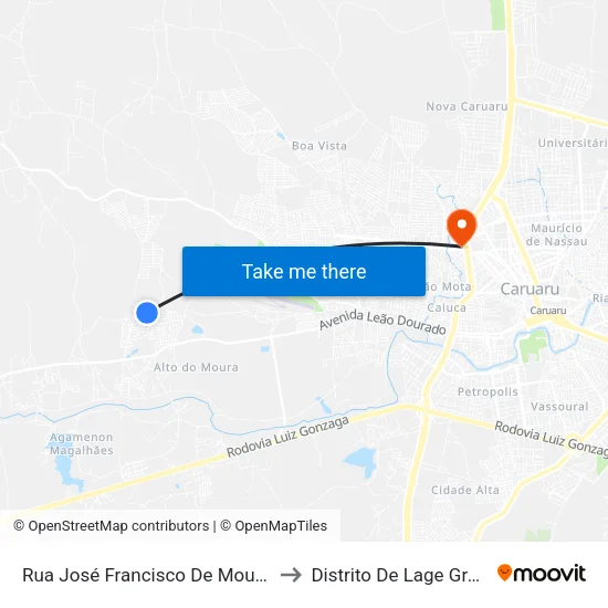 Rua José Francisco De Moura, 99 to Distrito De Lage Grande map