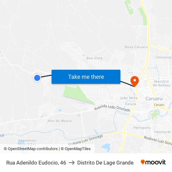 Rua Adenildo Eudocio, 46 to Distrito De Lage Grande map