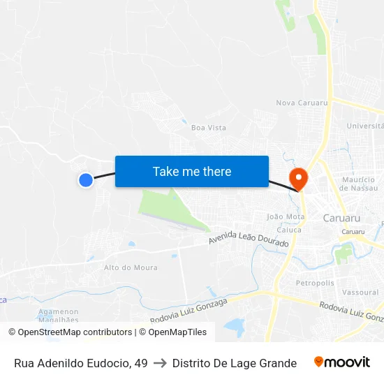 Rua Adenildo Eudocio, 49 to Distrito De Lage Grande map