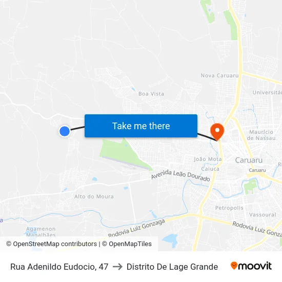 Rua Adenildo Eudocio, 47 to Distrito De Lage Grande map