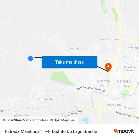 Estrada Maniboça 1 to Distrito De Lage Grande map