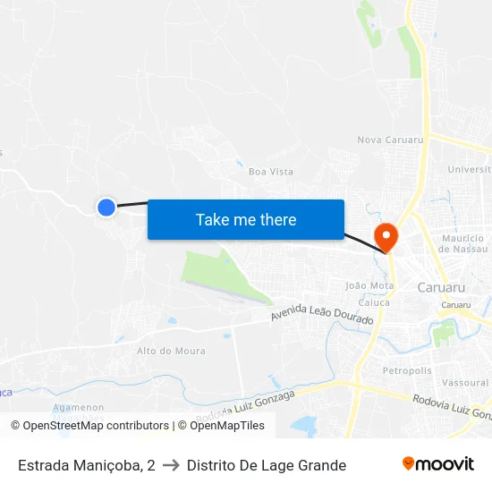 Estrada Maniçoba, 2 to Distrito De Lage Grande map
