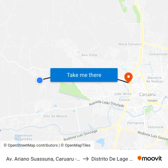 Av. Ariano Suassuna, Caruaru - Pe, Brasil to Distrito De Lage Grande map