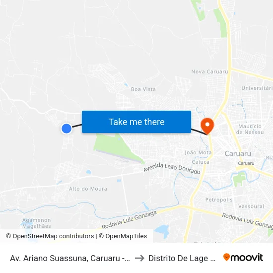 Av. Ariano Suassuna, Caruaru - Pe, Brasil to Distrito De Lage Grande map