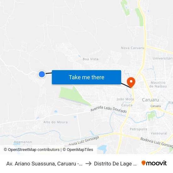 Av. Ariano Suassuna, Caruaru - Pe, Brasil to Distrito De Lage Grande map