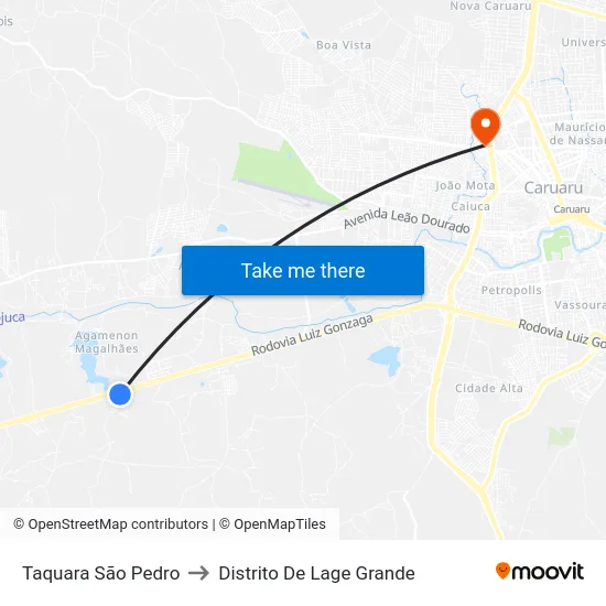 Taquara São Pedro to Distrito De Lage Grande map