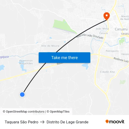 Taquara São Pedro to Distrito De Lage Grande map