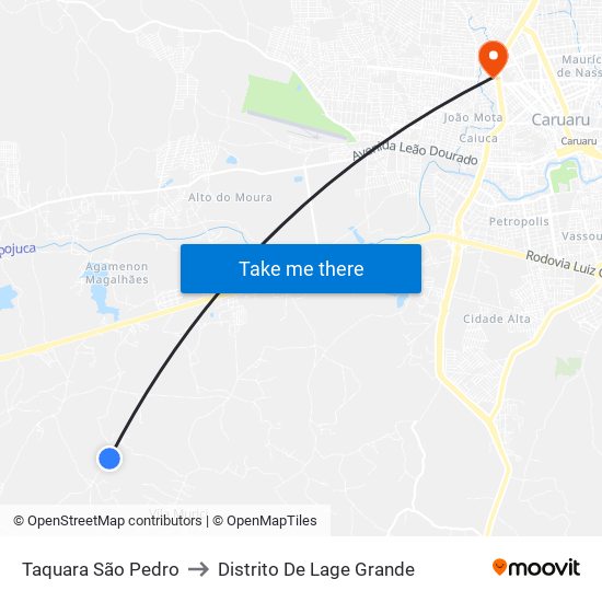 Taquara São Pedro to Distrito De Lage Grande map