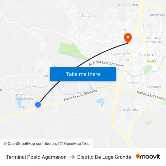 Terminal Posto Agamenon to Distrito De Lage Grande map