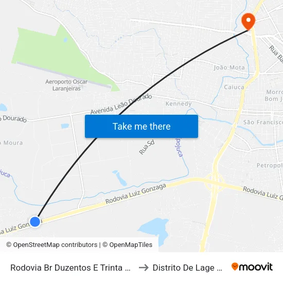 Rodovia Br Duzentos E Trinta E Dois, 55 to Distrito De Lage Grande map