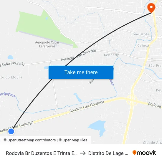 Rodovia Br Duzentos E Trinta E Dois, 510 to Distrito De Lage Grande map