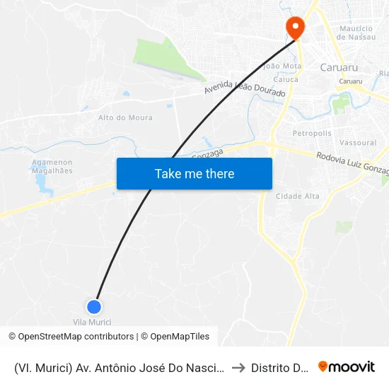 (Vl. Murici) Av. Antônio José Do Nascimento, 1000 | Cmei José Ailton Nascimento to Distrito De Lage Grande map