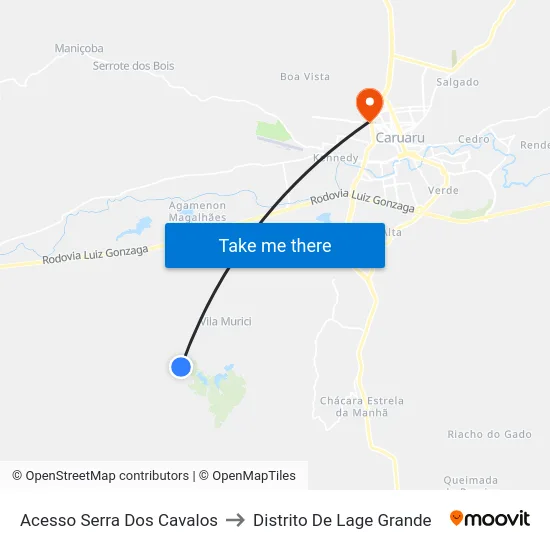 Acesso Serra Dos Cavalos to Distrito De Lage Grande map