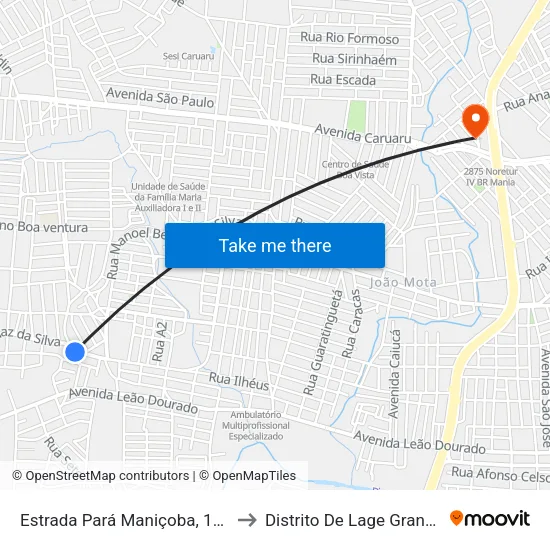 Estrada Pará Maniçoba, 143 to Distrito De Lage Grande map