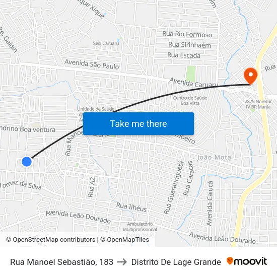 Rua Manoel Sebastião, 183 to Distrito De Lage Grande map