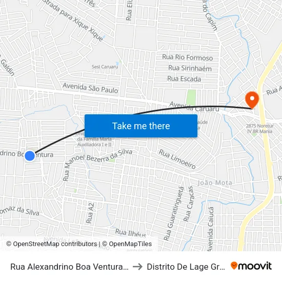 Rua Alexandrino Boa Ventura, 331 to Distrito De Lage Grande map