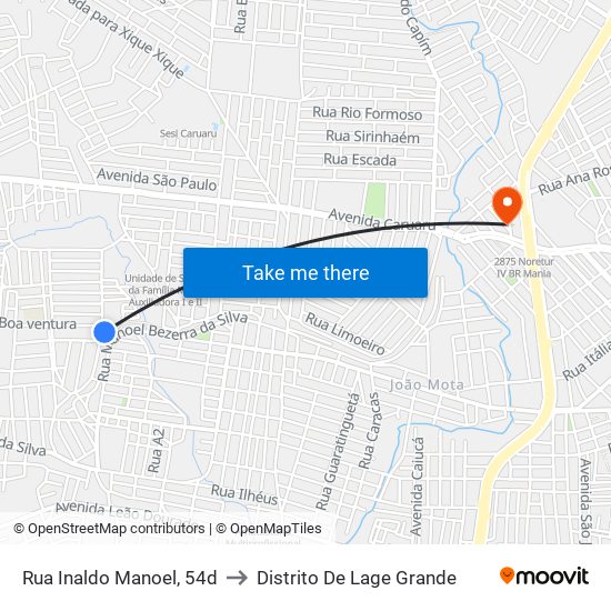 Rua Inaldo Manoel, 54d to Distrito De Lage Grande map