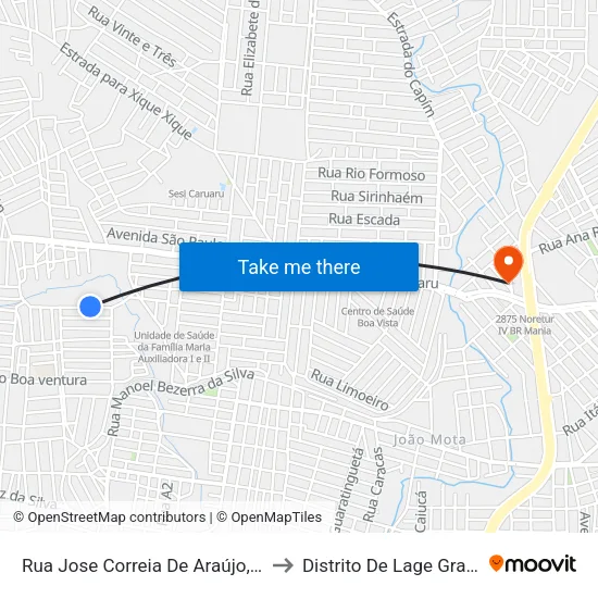 Rua Jose Correia De Araújo, 105 to Distrito De Lage Grande map