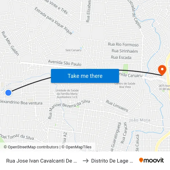 Rua Jose Ivan Cavalcanti De Melo, 265 to Distrito De Lage Grande map