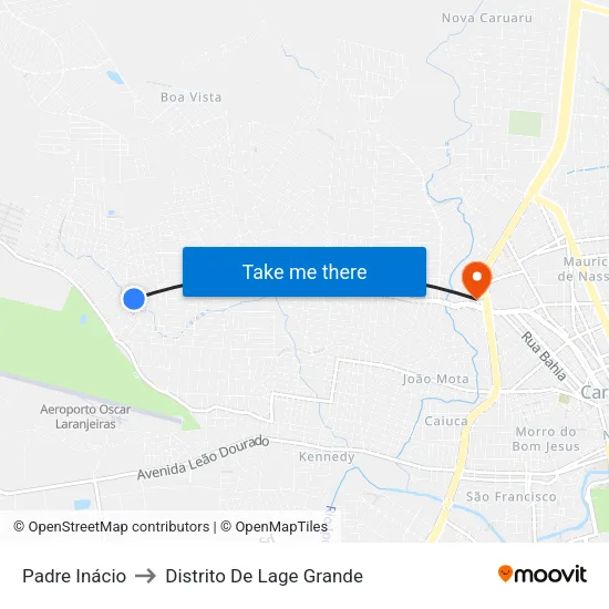 Parada Final | Vl. Pe. Inácio - Rua Dr. Zadir Barbosa De Oliveira, 514 to Distrito De Lage Grande map
