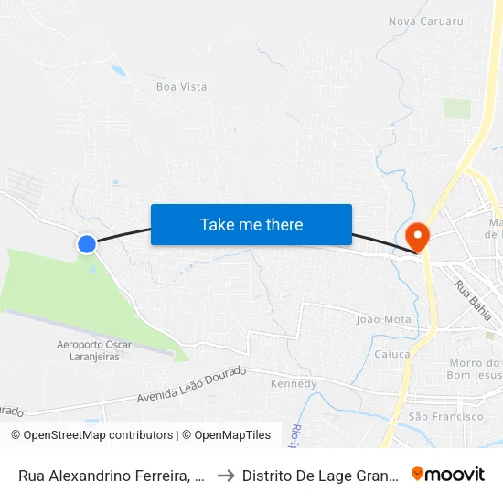 Rua Alexandrino Ferreira, 26 to Distrito De Lage Grande map