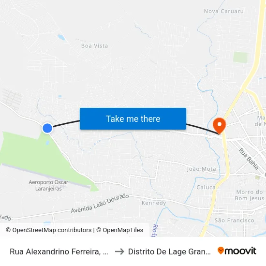 Rua Alexandrino Ferreira, 99 to Distrito De Lage Grande map