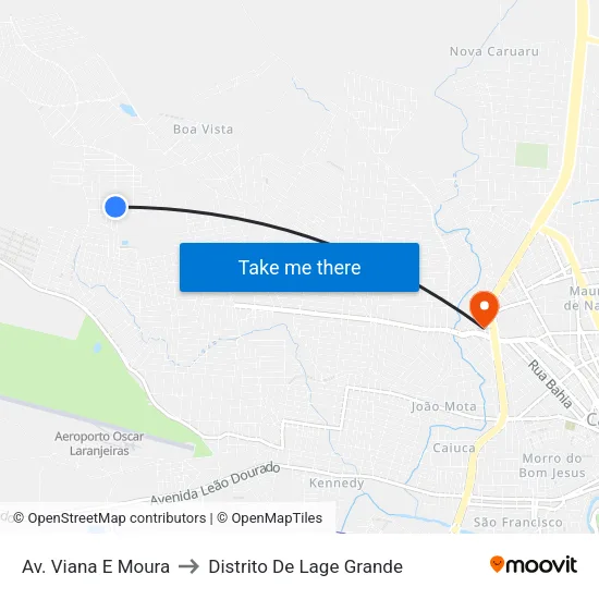 Av. Viana E Moura to Distrito De Lage Grande map