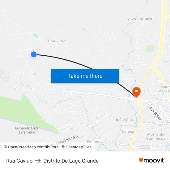 Rua Gavião to Distrito De Lage Grande map