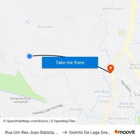 Rua Um Res Joao Batista, 480 to Distrito De Lage Grande map