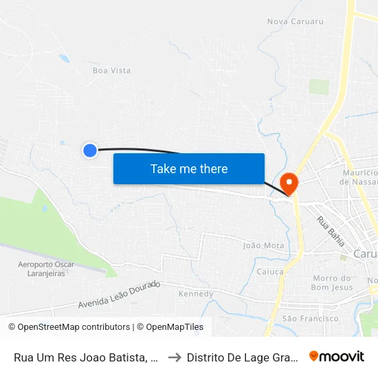 Rua Um Res Joao Batista, 342 to Distrito De Lage Grande map