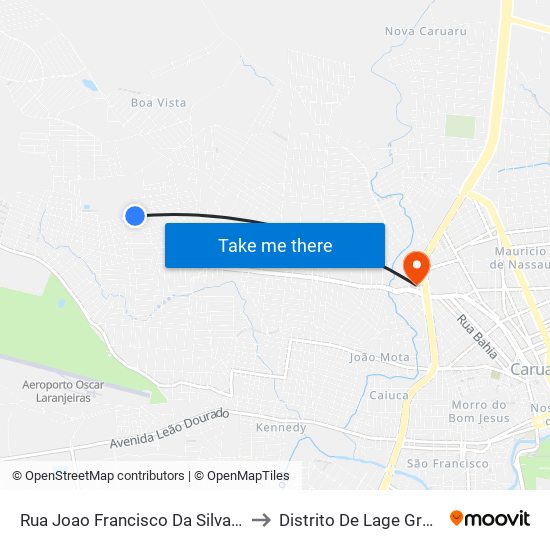 Rua Joao Francisco Da Silva, 261 to Distrito De Lage Grande map