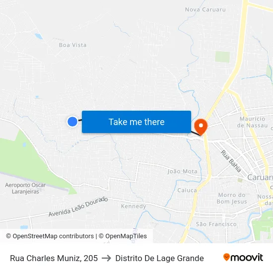 Rua Charles Muniz, 205 to Distrito De Lage Grande map