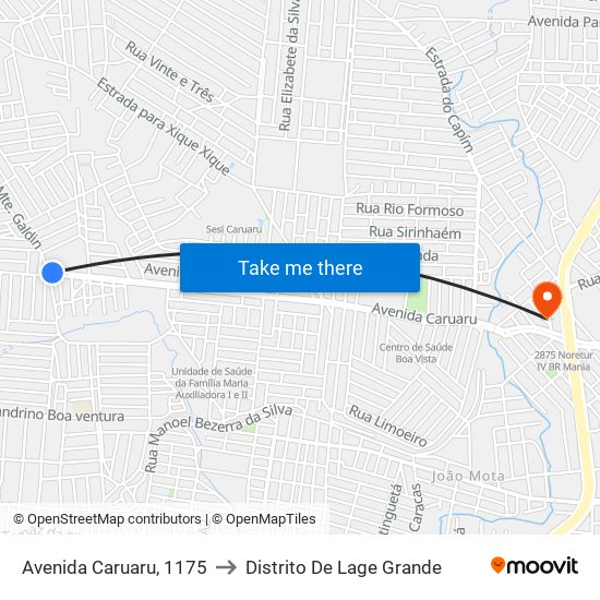 Avenida Caruaru, 1175 to Distrito De Lage Grande map