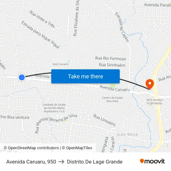 Avenida Caruaru, 950 to Distrito De Lage Grande map