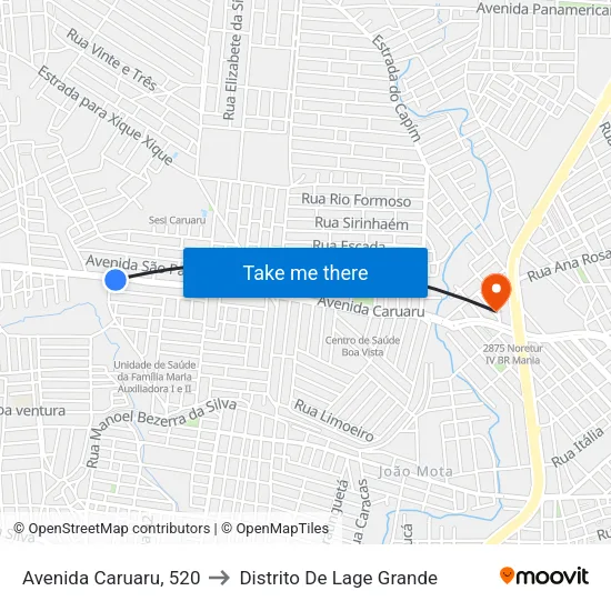 Avenida Caruaru, 520 to Distrito De Lage Grande map