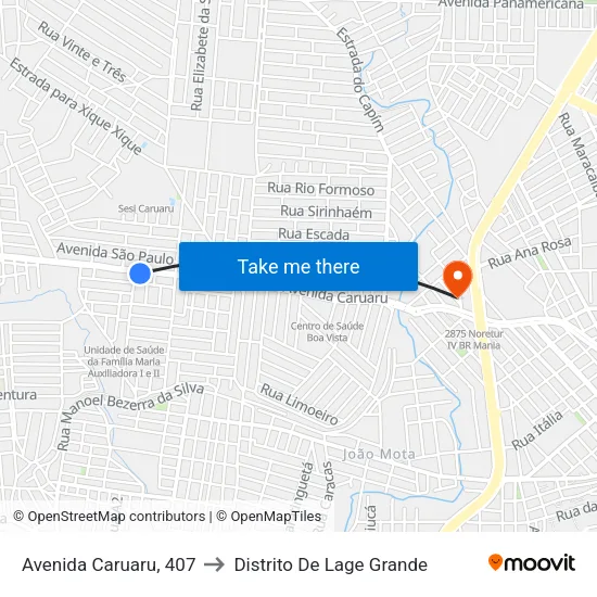 Avenida Caruaru, 407 to Distrito De Lage Grande map