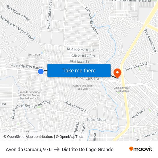 Avenida Caruaru, 976 to Distrito De Lage Grande map