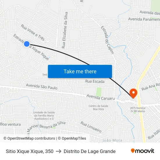 Sitio Xique Xique, 350 to Distrito De Lage Grande map