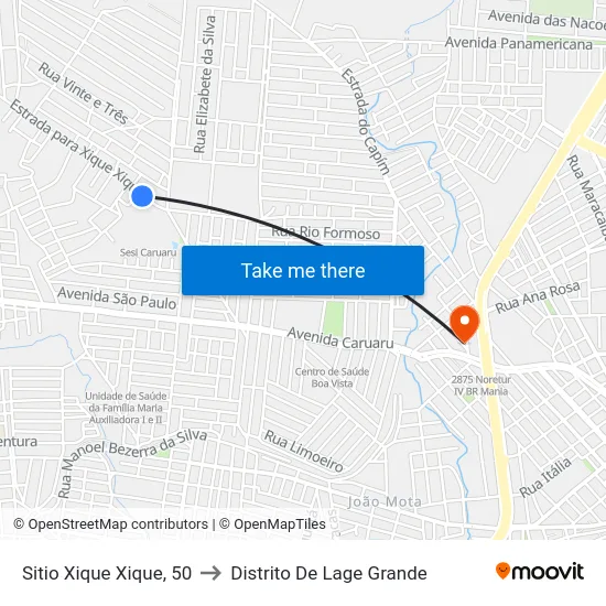 Sitio Xique Xique, 50 to Distrito De Lage Grande map