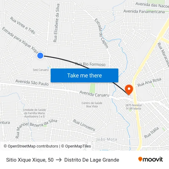 Sitio Xique Xique, 50 to Distrito De Lage Grande map