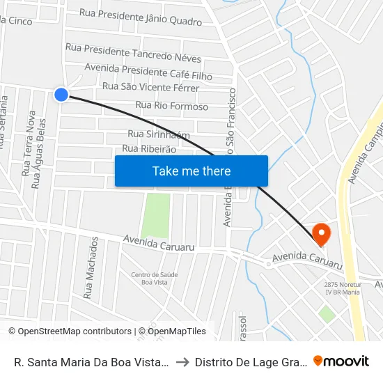 R. Santa Maria Da Boa Vista, 836 to Distrito De Lage Grande map