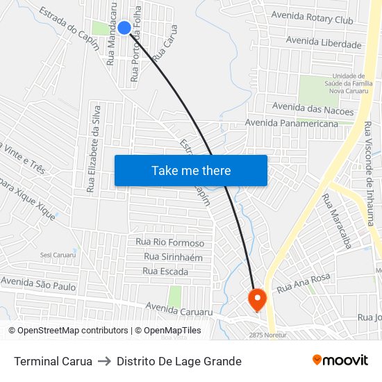 Terminal Carua to Distrito De Lage Grande map