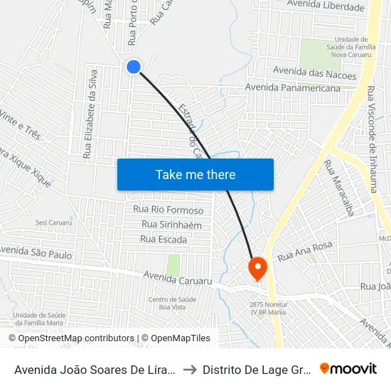 Avenida João Soares De Líra, 1365 to Distrito De Lage Grande map