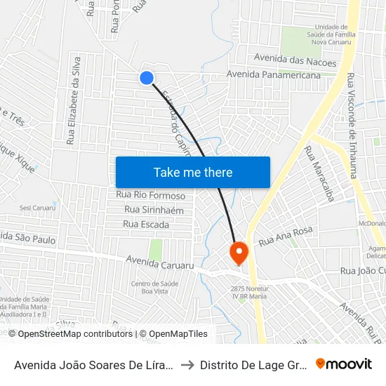 Avenida João Soares De Líra, 1505 to Distrito De Lage Grande map
