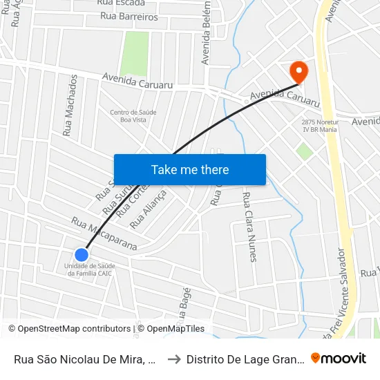 Rua São Nicolau De Mira, 610 to Distrito De Lage Grande map