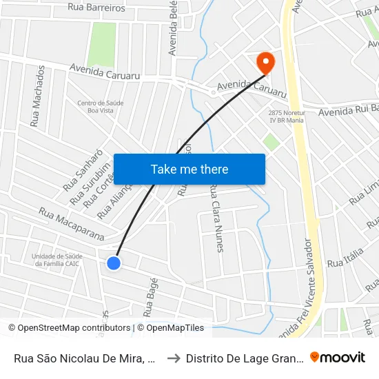 Rua São Nicolau De Mira, 366 to Distrito De Lage Grande map