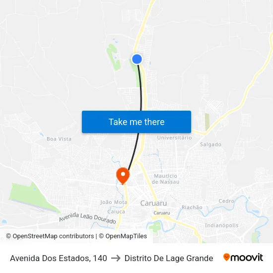 Avenida Dos Estados, 140 to Distrito De Lage Grande map