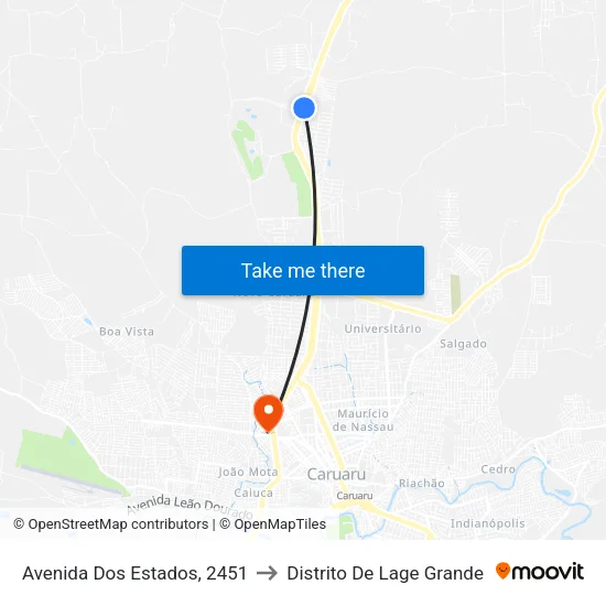 Avenida Dos Estados, 2451 to Distrito De Lage Grande map