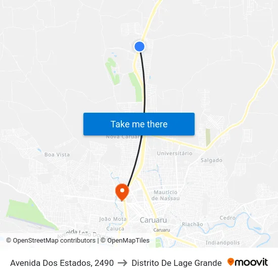 Avenida Dos Estados, 2490 to Distrito De Lage Grande map